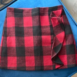 J. Crew Red and Black Checkered Mini Skirt